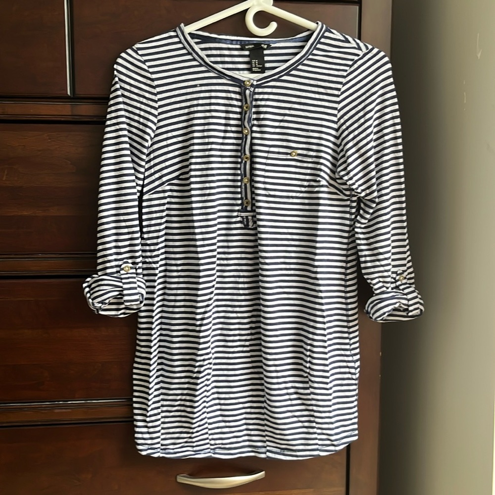 H&M Striped Henley Maternity Top